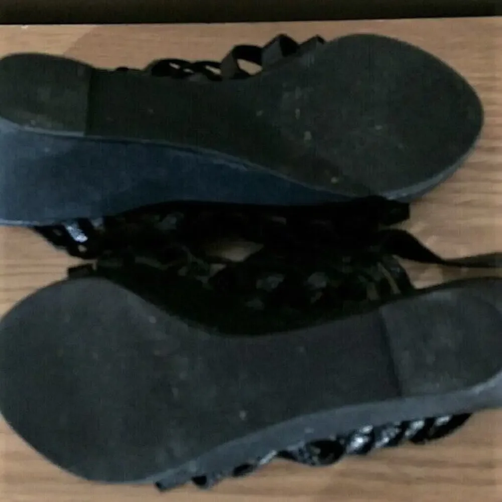 NY&C Black Wedges Wedge Sandals Size 7